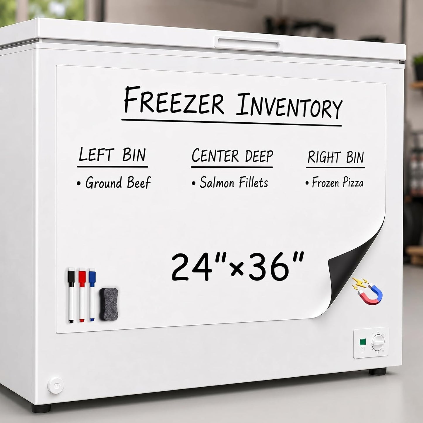 Magnetic White Board for Refrigerator Plan Weekly Menus at a Glance | Dry Erase Sheet for Meal Schedules - 12" x 8" Kitchen Command Center for Busy Moms with Magnet Backing Packed Flat