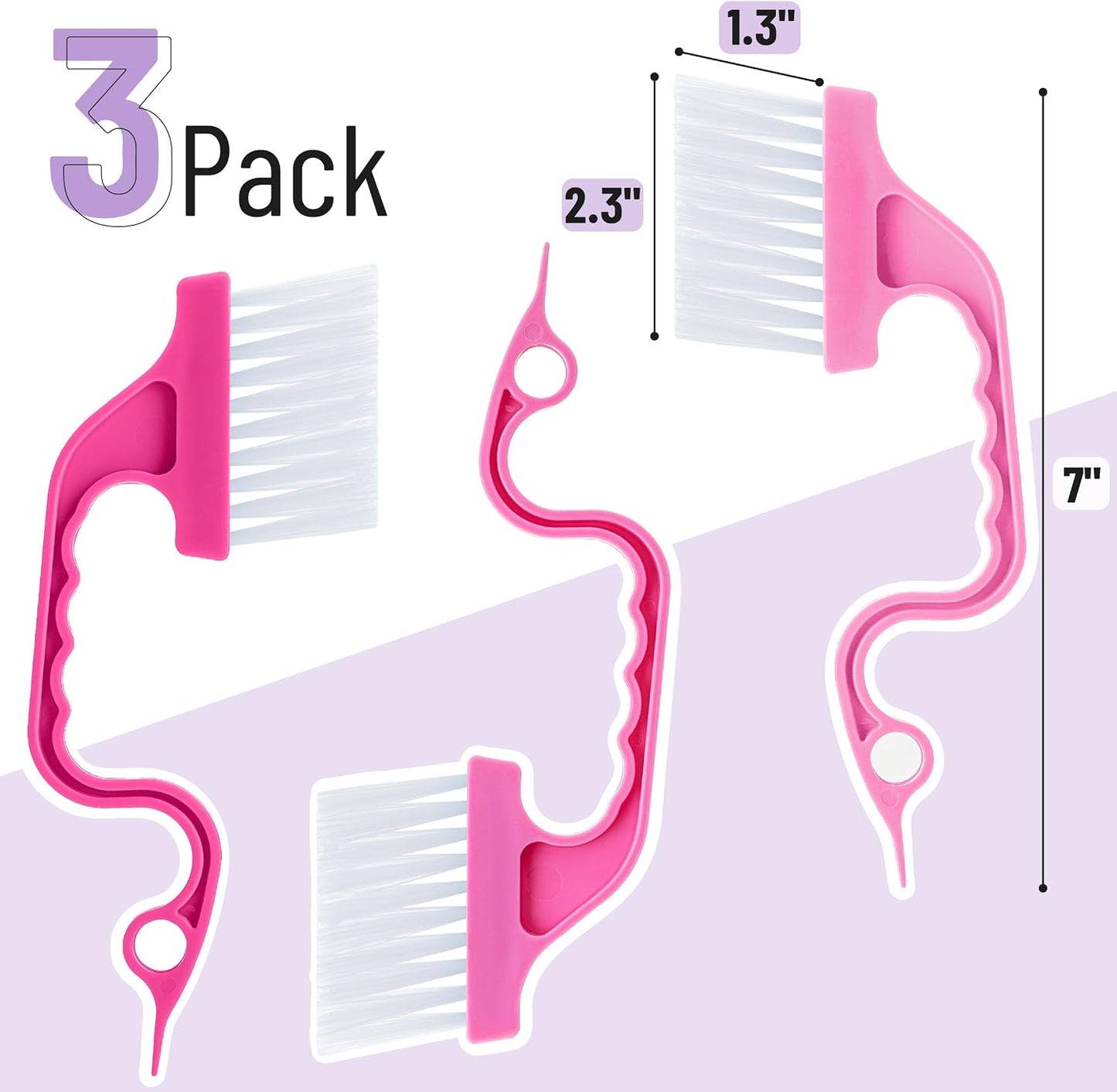 Slick- Window Track Cleaning Brush, 2 Pack, Yellow/Purple Ergonomic Handle, Built-in Scraper, Multipurpose, Window Track Cleaning Tools