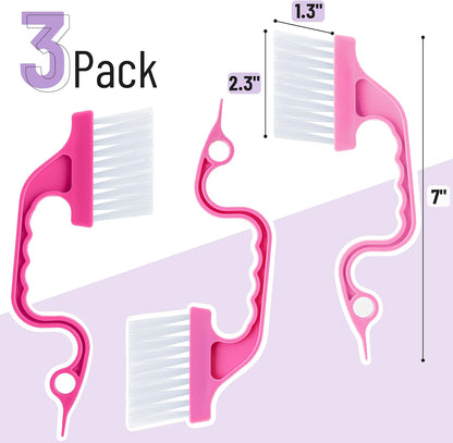 Slick- Window Track Cleaning Brush, 2 Pack, Yellow/Purple Ergonomic Handle, Built-in Scraper, Multipurpose, Window Track Cleaning Tools