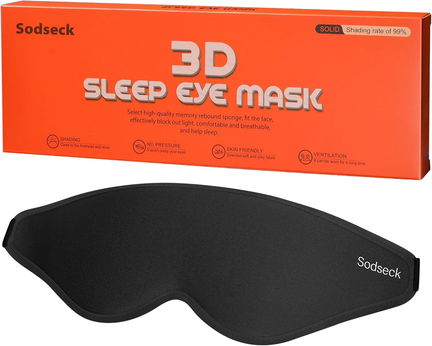 3D Contoured Sleep Eye Mask, Zero Eye Pressure Light Blocking Sleeping Mask, Night Blindfold with Adjustable Strap, Ultra Comfort Eye Shade Cover for Side Sleeper Men Women, Travel (Purple)