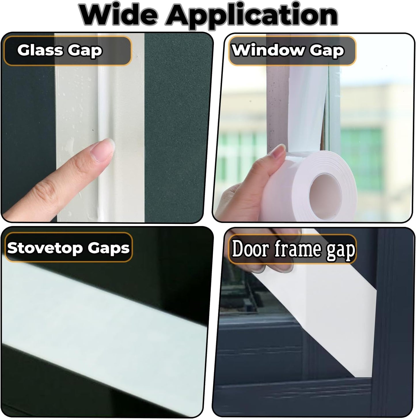Window Sealing Tape 2 Inch x 33 FT Transparent Window Draft Insulation Residue-Free Clear Weather Stripping Caulk Tape Windproof Weatherproof Window Seal AC Units for Window Glass, Doors Gaps