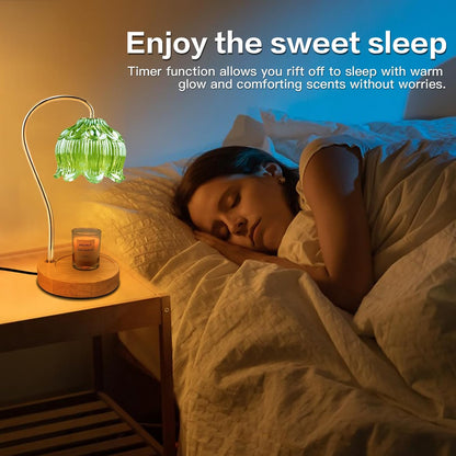 SupBri Candle Warmer Lamp with Timer & 4Bulbs, Pink Flower Glass Shdae