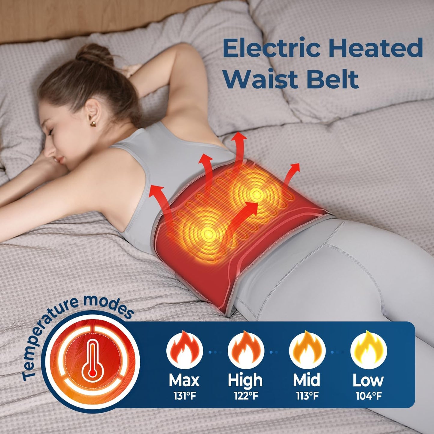 Heating Pad for Back, Cordless Lower Back Massager with Heat, Electric Heating Pad Wrap for Period Cramps Lower Back Neck Shoulders, 3 Heating Levels & 3 Massage Modes, Birthday Gifts for Women Men