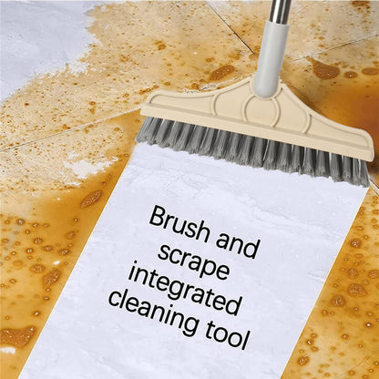 2 in 1 Floor Brush Scrubber with Long Handle Grout Brush 3 Poles 53.5'' New Upgrade Stiff Bristle Cleaning Scrub Brush with Squeegee 120°Rotating Tile Brush for Cleaning Bathroom Glass Patio Kitchen