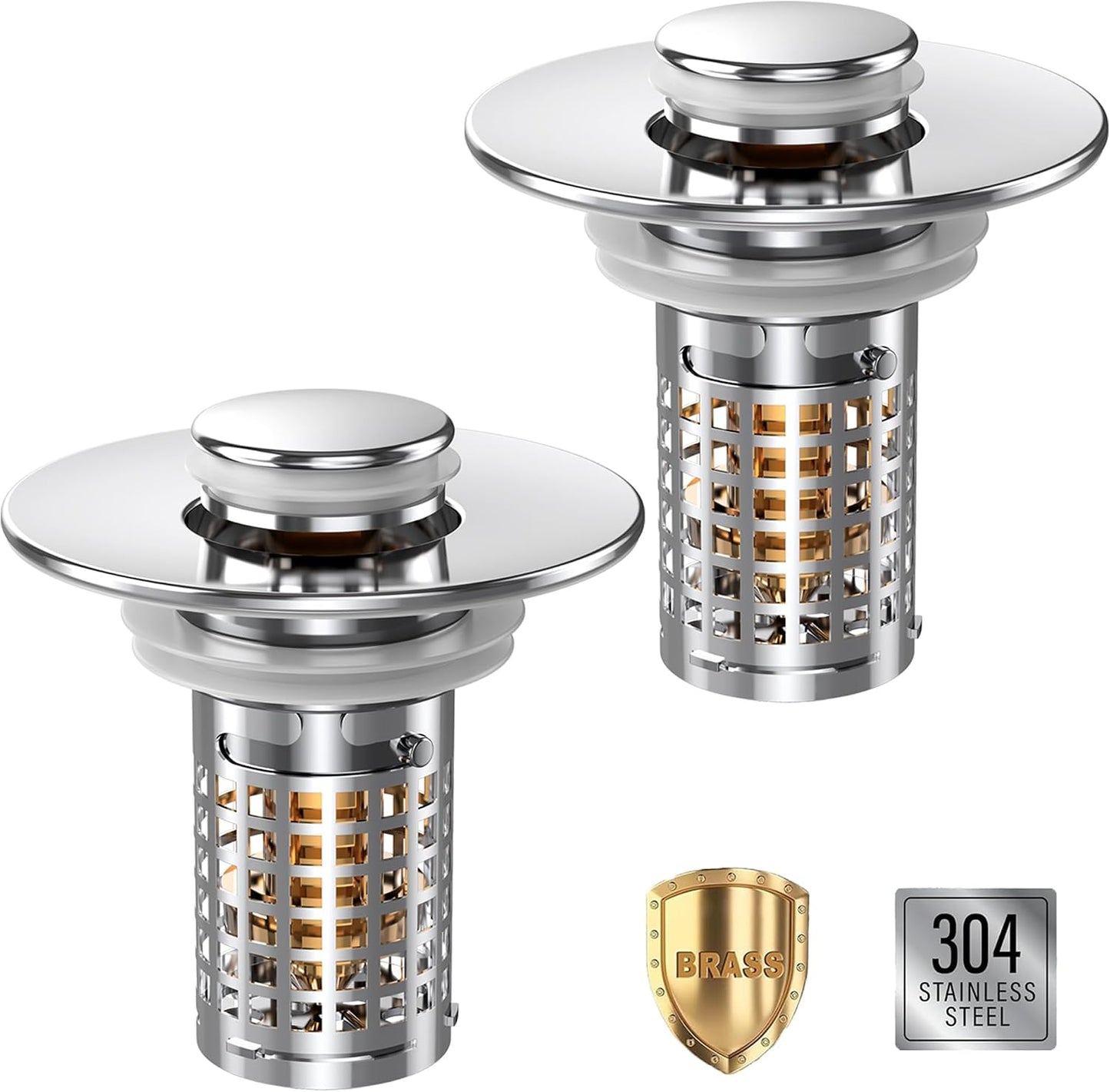 Bathroom Sink Drain Strainer, Pop-up Sink Drain Strainer with Removable Stainless Steel Strainer Basket Hair Catcher, Bathroom Sink Strainer for Bathroom Sink Stopper Replacement(1PCS)