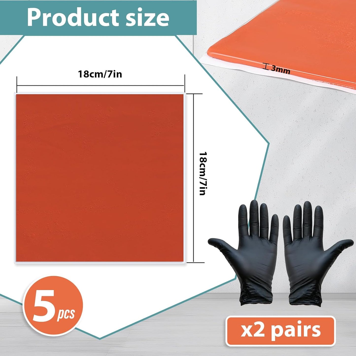 10Pcs Fire Putty Electrical Pads, 7”x7” Fire Barrier Pad, Acoustic Putty Pad with Disposable Gloves, Moldable Firestop Adhesive for Wall Openings, Soundproofing, Electrical Boxes (10pcs)
