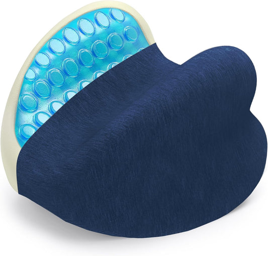 Knee Pillow for Side Sleepers - Cooling Gel Memory Foam Leg Pillow for Side Sleeping, Heart-Shaped Between Legs Cushion for Pressure Relief on Sciatica, Lower Back, Hips & Joints, Grey