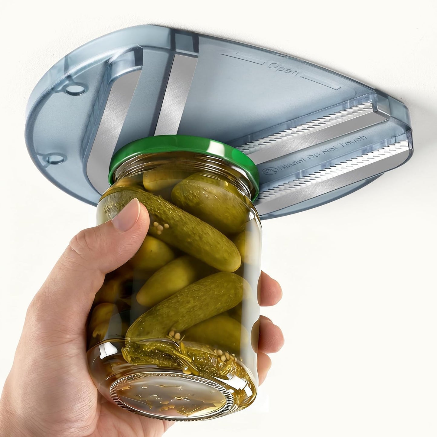 Under Counter Jar Opener for Seniors with Arthritis, Stainless Steel Mounted Lid Opener with Non-Slip Double Grooves, Easy One-Handed Bottle & Can Opener for Weak Hands, Space-Saving Kitchen Aid