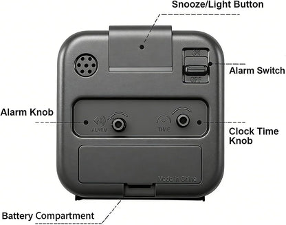 Analog Alarm Clock, Silent No Ticking Battery Operated Travel Alarm Clock with Night Light, Snooze, Loud Alarm, Luminous, Quiet Small Desk Clock for Bedrooms Deep Sleeper Adults Kids, Easy Set