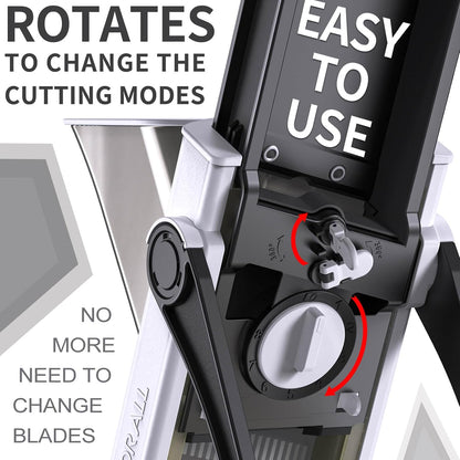 ONCE FOR ALL Safe Mandoline Slicer Plus, Bigger Size, Potato Slicer, Black | 0.1-8mm Adjustable Vegetable Food Chopper, Kitchen Mandoline Slicer Stainless Steel, Detachable Blade, Dishwasher-safe, Gift