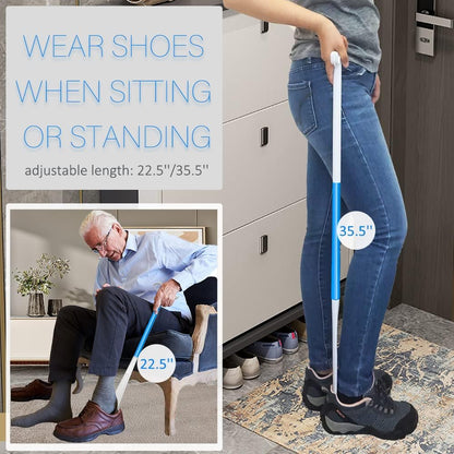 35.5 Inch Long Handled Shoe Horn, Dressing Stick, Sock Remover Aid Helper - Versatile, Adjustable Dressing Aid for Shoes, Socks, Shirts, Pants - Long Shoe Horn, Shoe Horn Long Handle for Seniors