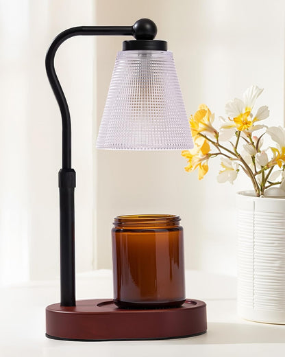 Candle Warmer Lamp with Timer, Dimmable, Adjustable Height, Oval | 2 bulbs included, no flame needed, 1-year warranty, farmhouse or modern decor, for bedroom, kitchen, living room, gifting