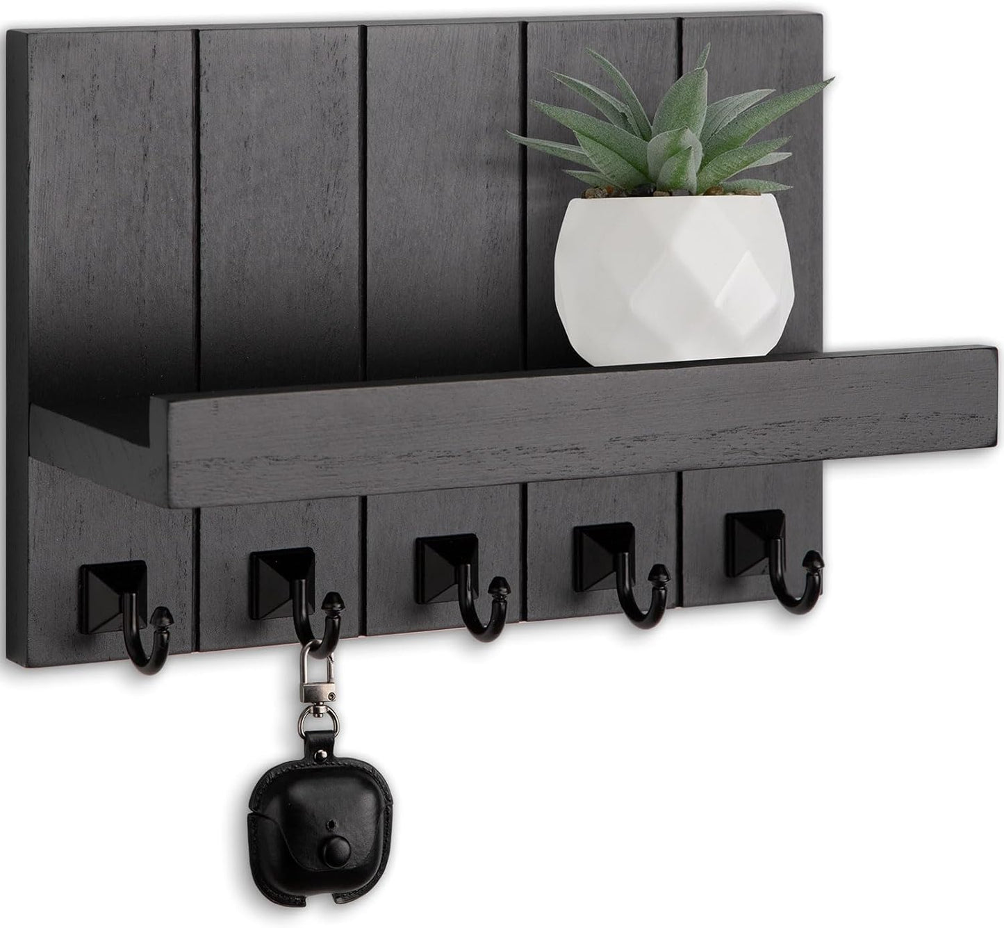 Key Holder for Wall, Decorative Key Holder with Shelf | Key and Mail Holder Wall Mount, Farmhouse Decor with 5 Key Hooks for Keys, Coats, ect.