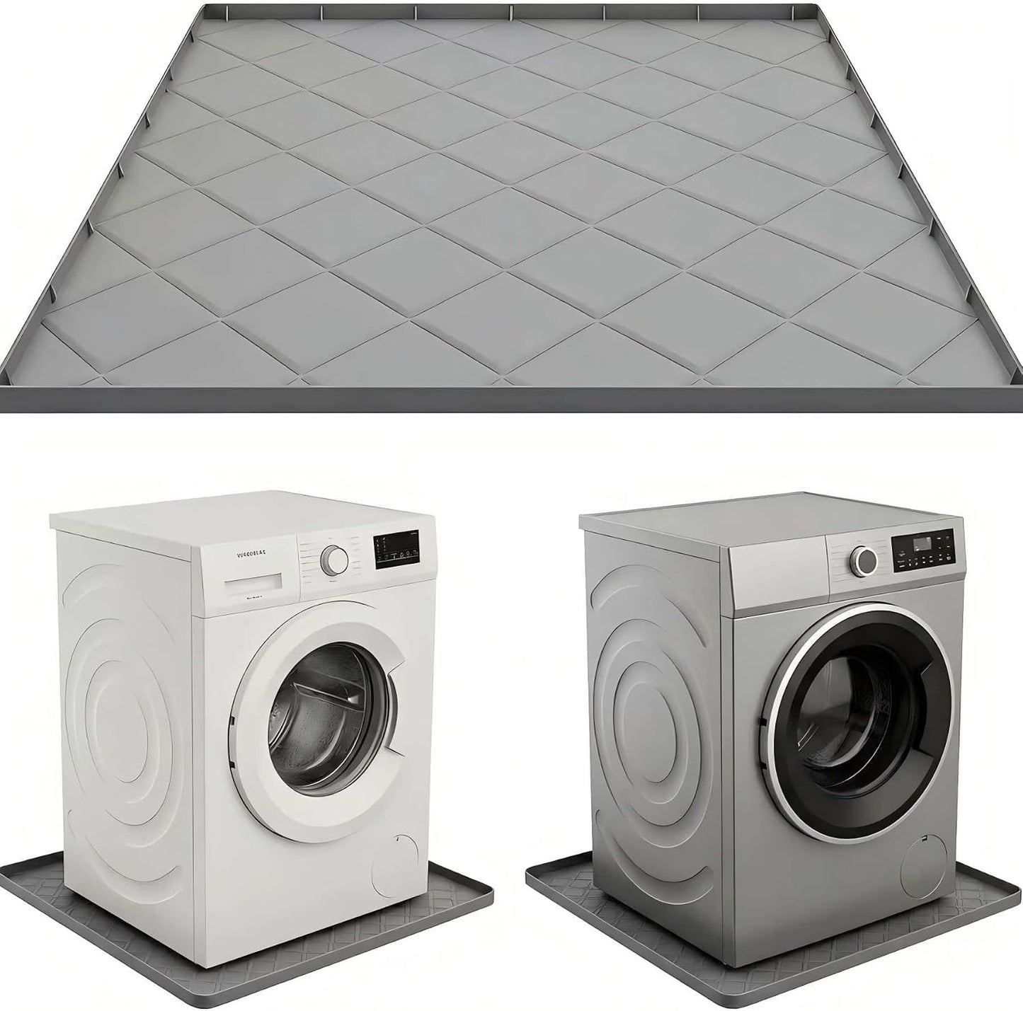 Washing Machine Drain Pan Silicone Mat 32 X 30 Inch Washer Drip Tray for Floor Protection， Rubber Anti Vibration Mat for Washer and Dryer