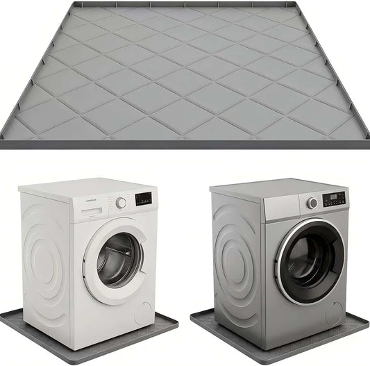 Washing Machine Drain Pan Silicone Mat 32 X 30 Inch Washer Drip Tray for Floor Protection， Rubber Anti Vibration Mat for Washer and Dryer