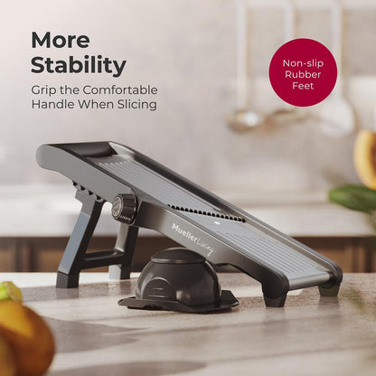 Mueller Austria Mandoline Slicer for Kitchen, Adjustable Vegetable Chopper, Fruit, Cheese Grater, Potato Chips Slicer - Black