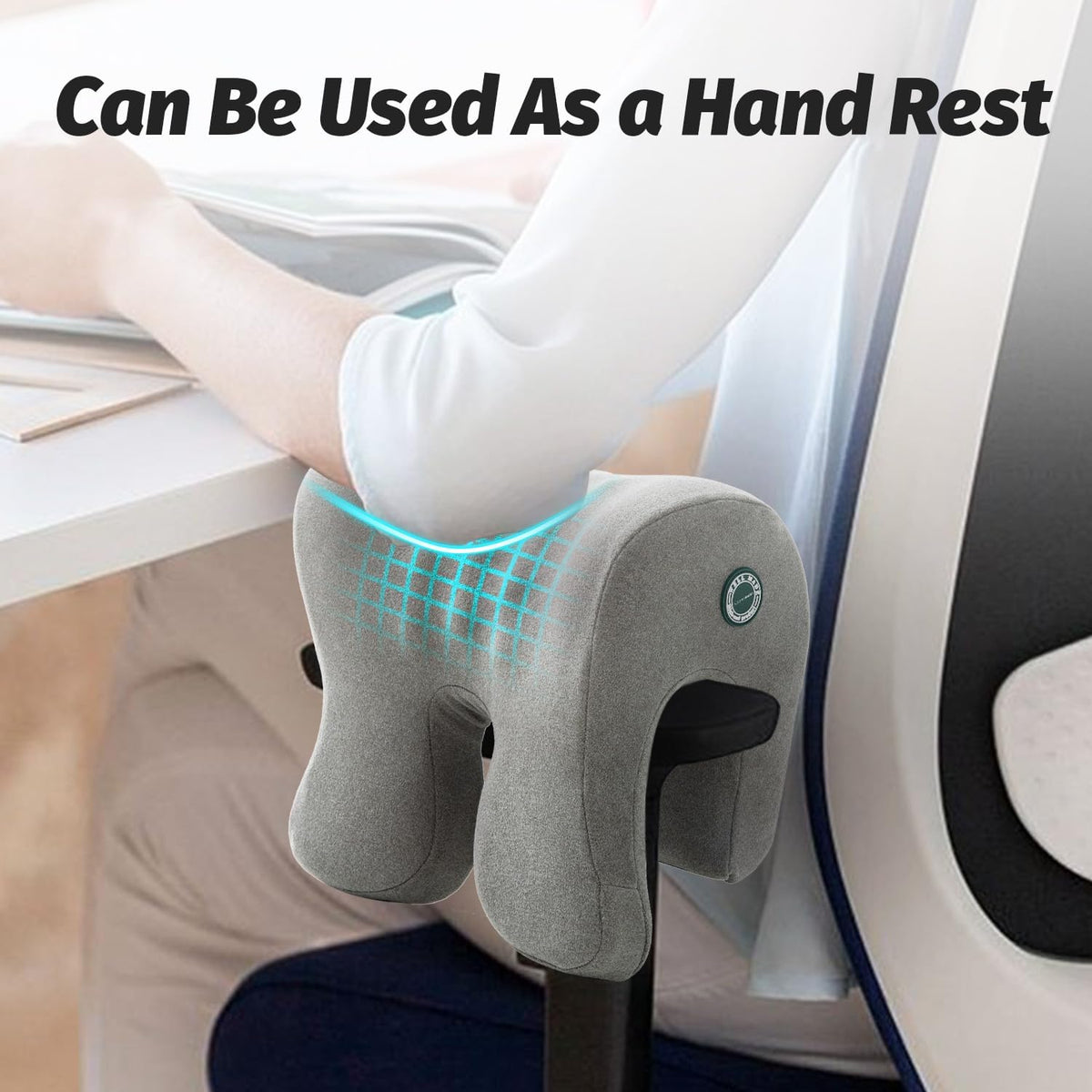 Office Chair with Headrest, Memory Foam Neck Support Pillow, Desk Pillow for Napping, Arm & Chest Support Flexible Hanging Cushion, Fits Most Office Chairs, Removable Washable Gray Cover