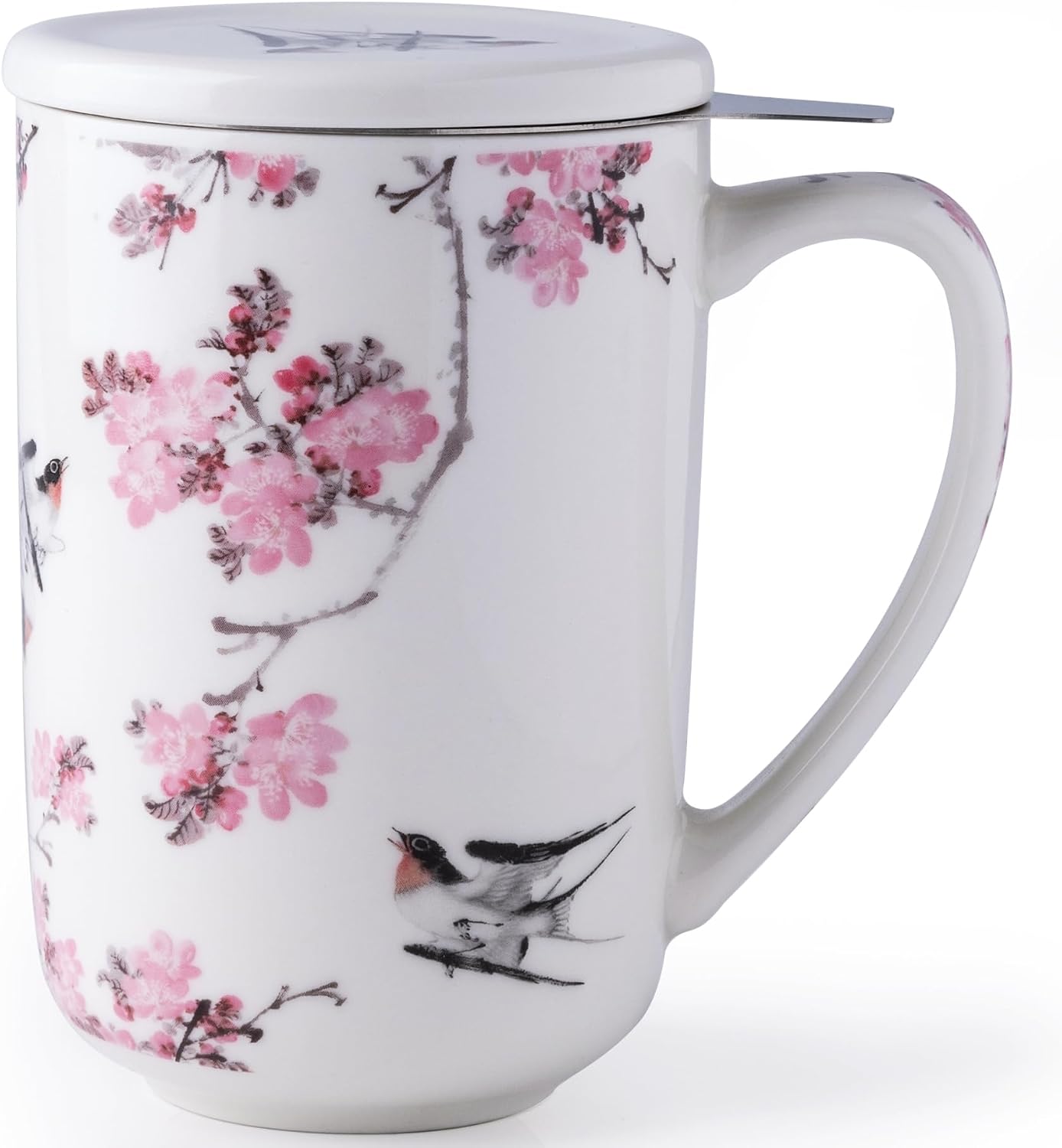 AmorArc Tea Cup With Infuser and Lid, 18oz Loose Leaf Tea Mug With Steeper | Porcelain Tea Mug With Infuser and Lid, Large Strainer Tea Cup with Lid for Tea, Coffee Mug for House-warming Birthday Gift