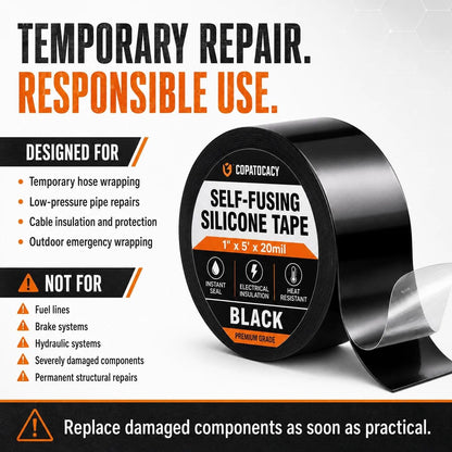 Self-Fusing Silicone Sealing Tape, Waterproof Repair Tape for Hose, Pipe, Electrical Cable, High Strength Leak Fix Wrap, Weatherproof Emergency Insulation Tape (1" x 5' x 20mil)