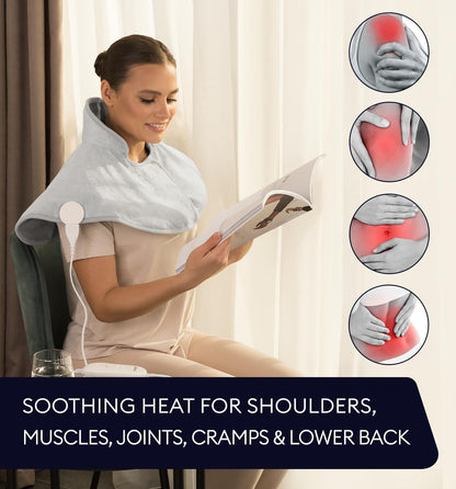 GENIANI Back Pain & Relaxation Gifts for Women – Electric Heating Pad for Back, Neck & Shoulders, Soft Microplush Electric Throw Heating Pad for Period Comfort, Fast Heating, Auto Shut Off, 12"x24"