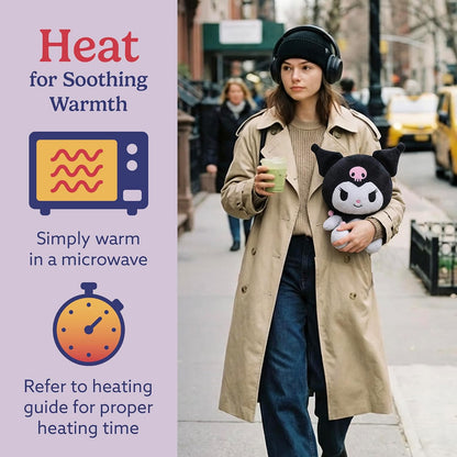 warmies x Hello Kitty - Microwavable & Weighted Stuffed Animals, Kuromi - Heated Stuffed Animal Plushie for Warmth & Comfort - Scented Soft Plush Toys for Adults & Children (Boys & Girls)