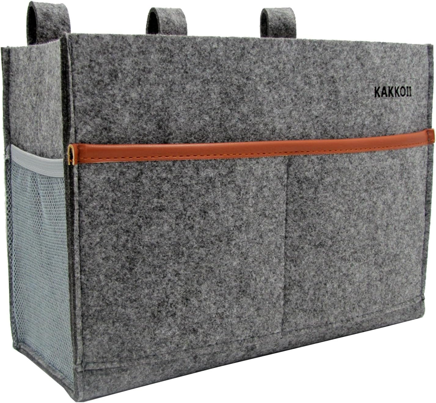 Bedside Caddy, Felt Bedside Storage Organizer, Hanging Storage Bag, Chair Organizer Caddy, Remote, Magazine, Drink Bottle Holder for Hospital, Dorm Bed, Baby Stuff, Office (Light Grey Small)