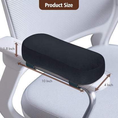 WdFour 2-Pack Non-Slip Armrest Pads for Office & Gaming Chairs - Ergonomic Forearm Support Pillow for Desk, Computer & Wheelchair, Pressure Relief Cushions (Black)