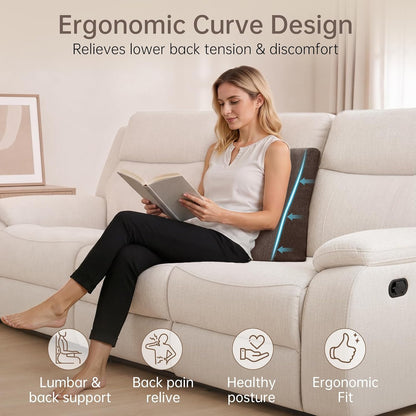Vekkia Lumbar Support Pillow for Recliner(Brown) | Rocking Chair Pillow for Lower Back Pain Relief/Lumbar Cushion for Sofa/Recliner Cushions for Elderly/Washable Cover
