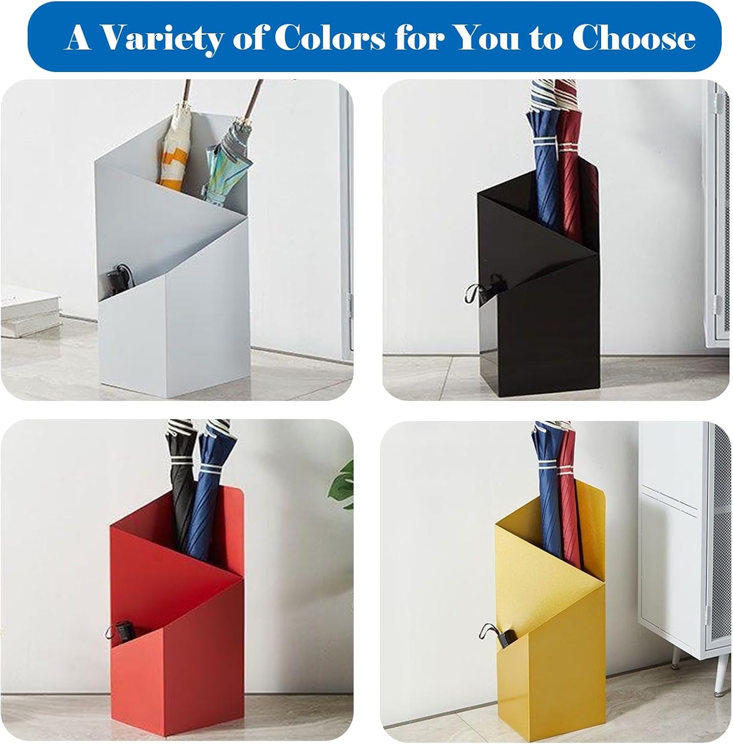 Umbrella Stand, Metal Umbrella Holder for Entryway with Drip Tray, Umbrella Storage Rack,Umbrella Holder Bin,Cane Walking Stick Holder for Home Entryway Office Hotel White
