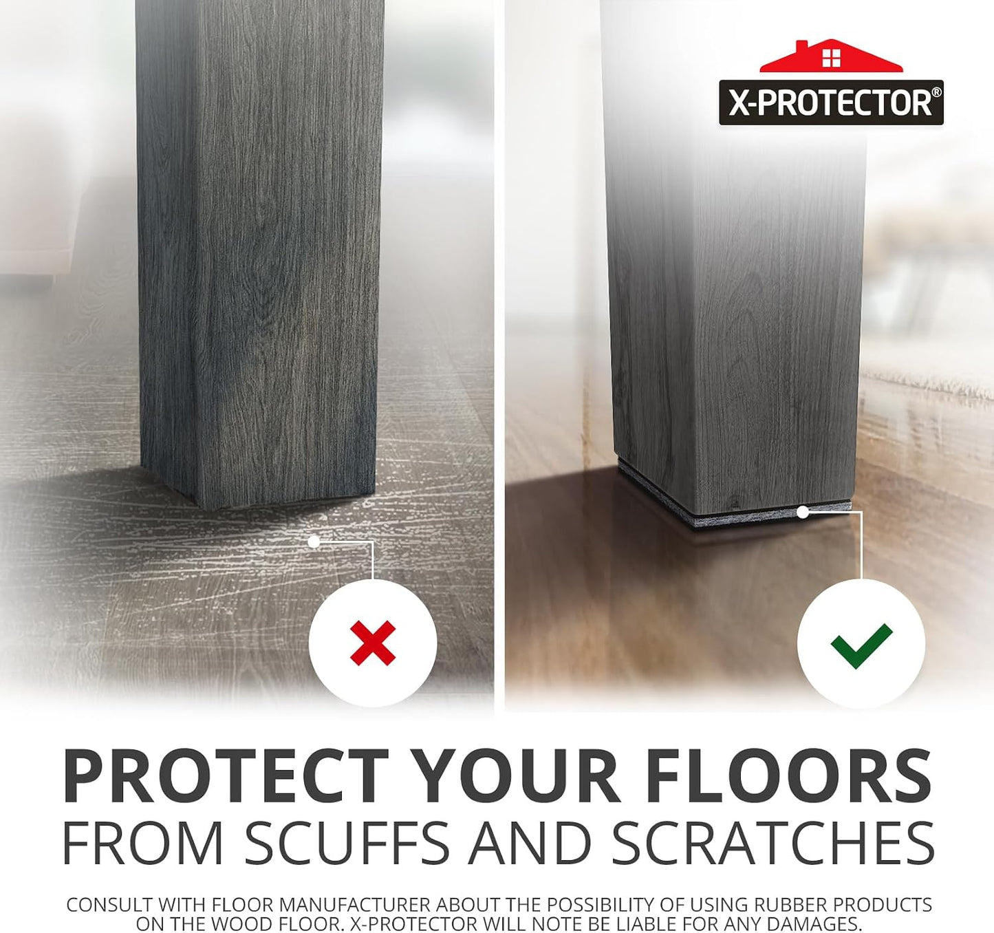 X-PROTECTOR Non Slip Furniture Pads – 12 Premium Furniture Grippers 3"! | Best Self Adhesive Rubber Feet Furniture Feet – Ideal Non Skid Furniture Pad Floor Protectors – Keep Furniture in Place!