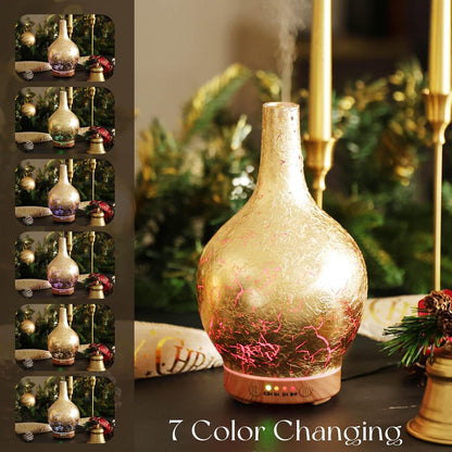 Porseme 150ml Essential Oil Diffuser Glass Color Changing Aroma Air Diffusers Aromatherapy Ultrasonic Cool Mist Humidifier 6 Running Hours Waterless Auto-Off for Sleeping, Yoga, Office, Spa (Ink)