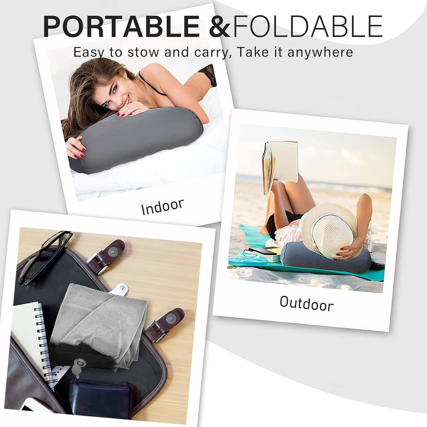 Prosixtoy Portable Wedge Pillow Inflatable Cushion - Body Positioners Lightweight Wedge Pillow for Sleeping, Leg Elevation, Use in Bed, Travel, Camping, Fast Inflating Deflation (Grey)
