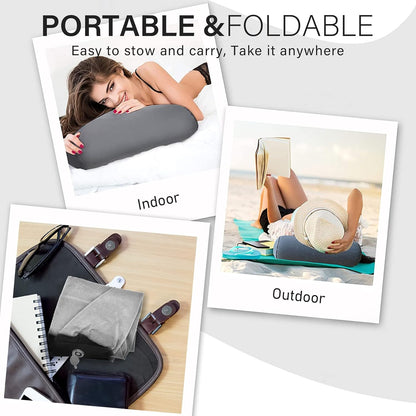 Prosixtoy Portable Wedge Pillow Inflatable Cushion - Body Positioners Lightweight Wedge Pillow for Sleeping, Leg Elevation, Use in Bed, Travel, Camping, Fast Inflating Deflation (Grey)