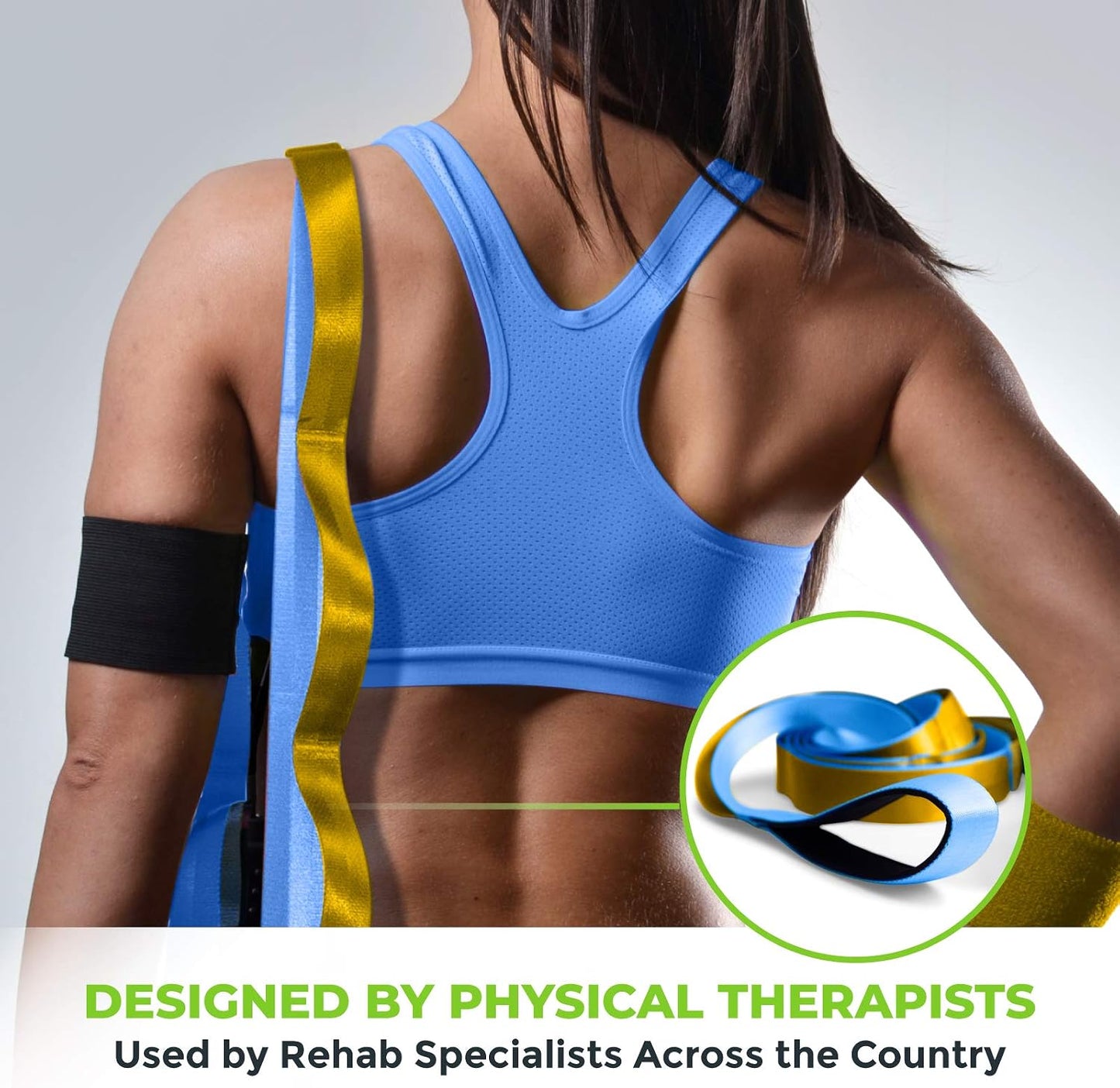 Stretching Strap for Physical Therapy, 12 Multi-Loop Stretch Strap 1.5" W x 8' L, Neoprene Handles, Physical Therapy Equipment, Yoga Straps for Stretching, Leg Stretcher.