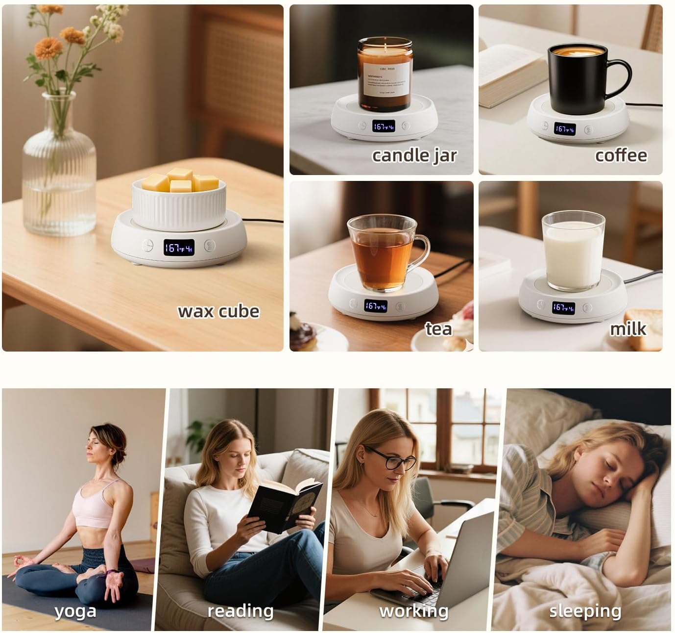 Coffee Mug Warmer for Desk Timer Candle Warmer Lamp Scented Wax Melt Melter | Smart Heated Electric Tea Coffee Cup Candle Wax Melter Warmer Plate for Home Office, 1-9H Auto Shut Off, Coffee Lover Gifts