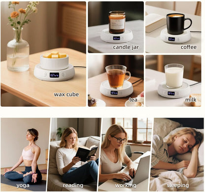 Coffee Mug Warmer for Desk Timer Candle Warmer Lamp Scented Wax Melt Melter | Smart Heated Electric Tea Coffee Cup Candle Wax Melter Warmer Plate for Home Office, 1-9H Auto Shut Off, Coffee Lover Gifts