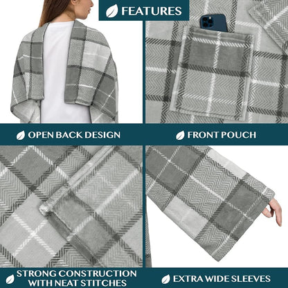 PAVILIA Wearable Blanket with Sleeves for Adult Women Men, Cozy Fleece Warm Wrap Throw with Arms, Gifts for Christmas, Wife