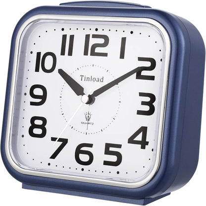 Tinload 5.5" Large Analog Alarm Clock Silent Non Ticking, Gentle Wake, Beep Sounds, Increasing Volume, Battery Operated Snooze and Manual Light, Easy Set, Black (Best for Elder)