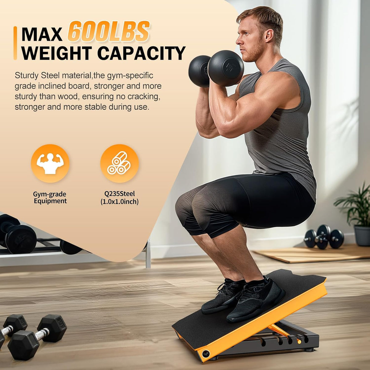 Metal Slant Board Calf Stretcher for Squat, Incline Balance Board