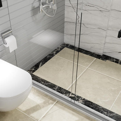 Duzzy Shower Threshold Water Dam Guard, Silicone Rubber Shower Door Bootom Seal Strip for Walk in Shower (39 Inch, Clear)