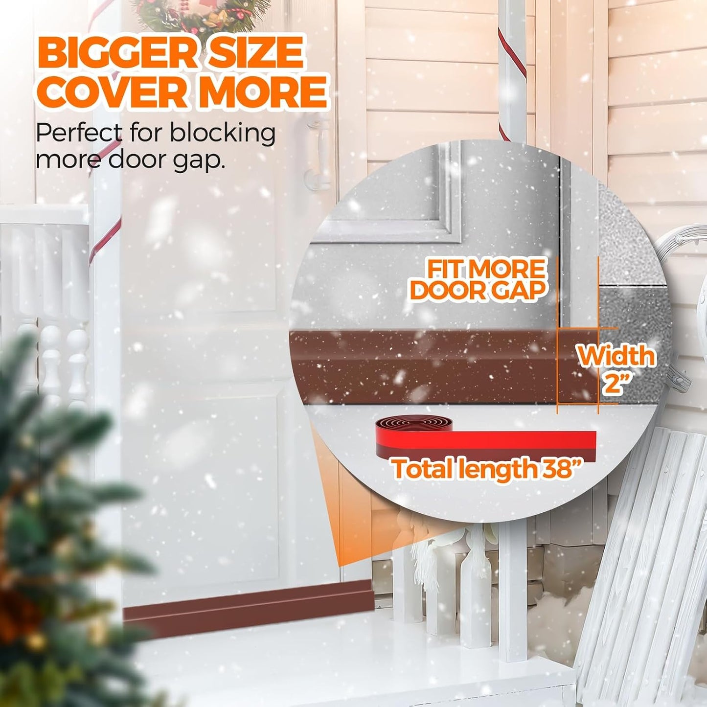 Holikme Door Draft Stopper 2-Pack, Under Door Seal for Bottom Gap Filler | Strong Adhesive Silicone Weather Stripping Garage Window Blocker Cold Air & Noise, Easy Install Door Sweep Strip Save Energy