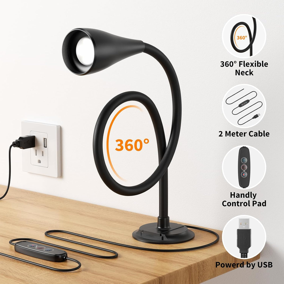 LED Neck Reading Light, Bendable Rechargeable Book Light 110-hr Lasting