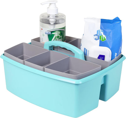 Storex 2-Compartment Large Cleaning Caddy – Multipurpose Supply Organizer with Handle - Black, 1-Pack (00973A06C)