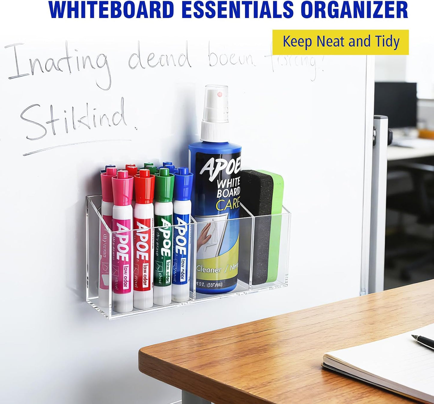 Magnetic Marker Holder for Whiteboard, Fridge, Teacher Must Have | Acrylic Magnet Dry Erase Pen Holder for Refrigeator, Anti-slip Pencil Holder for Classroom, Locker Organizer Accessories