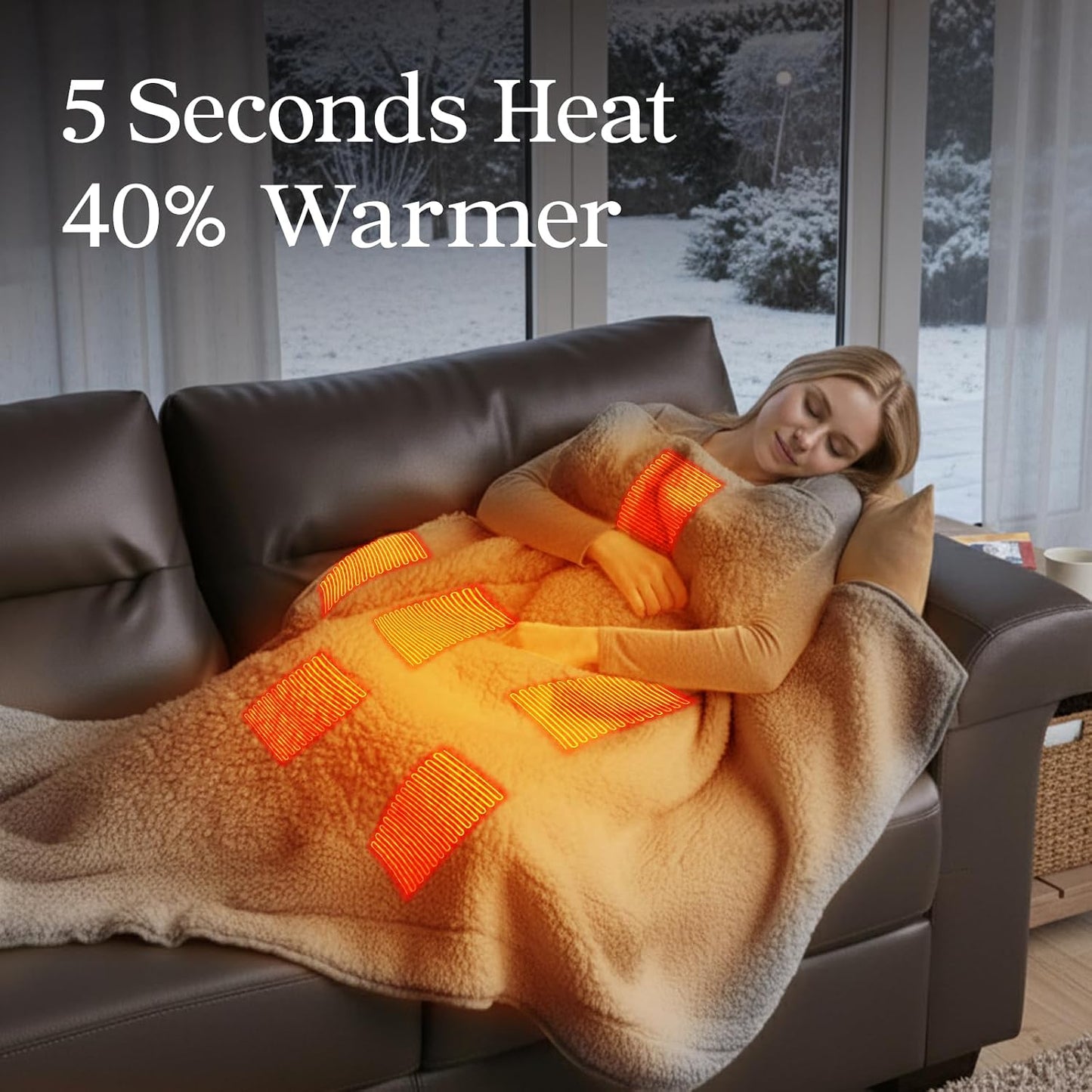 ZonLi Heated Blanket, Portable Battery Operated Blanket, 10000mAh Large 50"x60" Cordless Rechargeable Electric Throw for Adults, Camping, Car Travel & Home Use