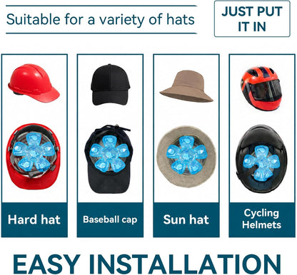 Head Gel Ice Pack, Cold Gel Ice Packs for Injuries, Heat Stroke Prevention Cooling Hat Insert, Reusable Ice Packs for Hard Hats, Sun Hats, Cycling Helmets, 4 Packs