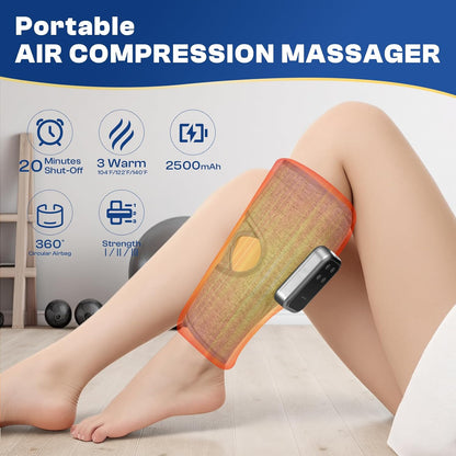 Cordless Leg Massager with Heat and Compression, Rechargeable Leg Compression Massager for Circulation, Muscle Relaxation for Calf, Gifts for Dad Mom Men Women Gym Office Home (1 Piece)