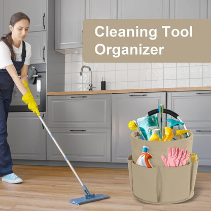 Cleaning Caddy with Handle, Cleaning Products Organiser, 17L Foldable Storage Basket, Cleaning Caddy Organiser, Portable Multi Cleaning Bucket Bag for Home, Garden (Black)