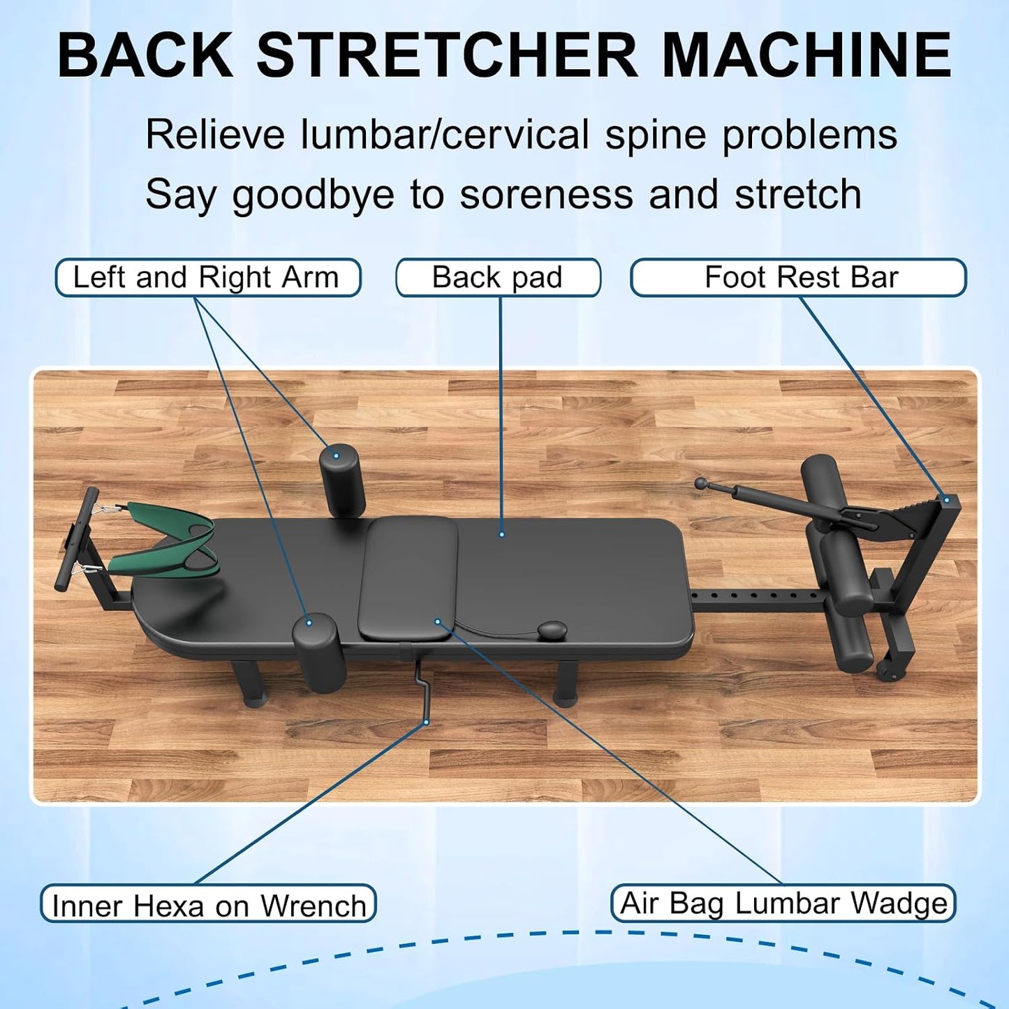Fitness Full Body Traction Bed, Massage Cervical Traction Table & Lumbar Traction Bed, Stretch Decompression Machine for Tension Relief, Lumbar Stretching