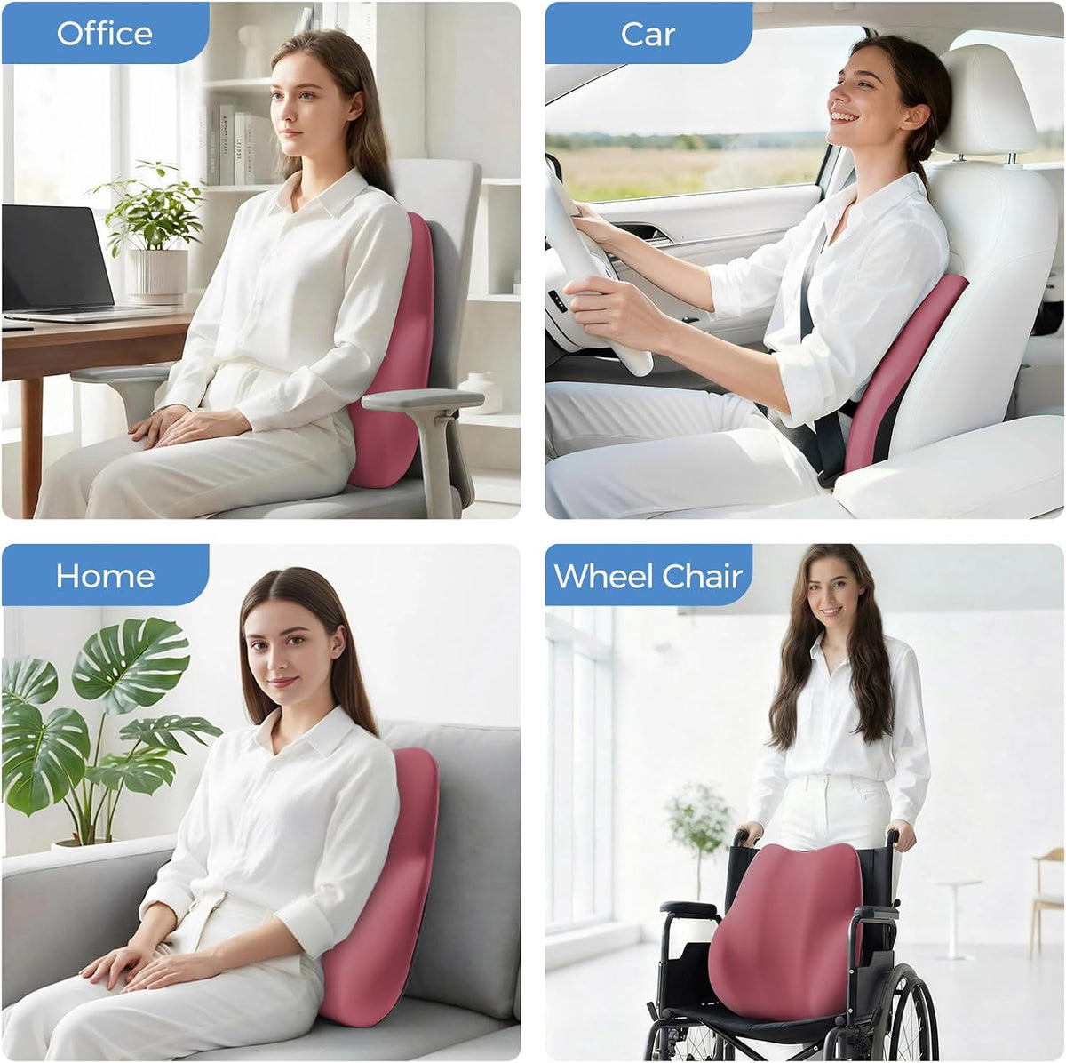 BEBAS Ergonomic Lumbar Support Pillow for Car, Memory Foam Car Back Cushion
